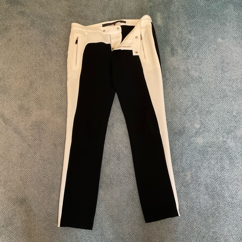 Barbara Bui Black and White Trousers with Zipper Details